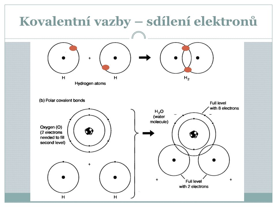 Kovalentní vazby – sdílení elektronů