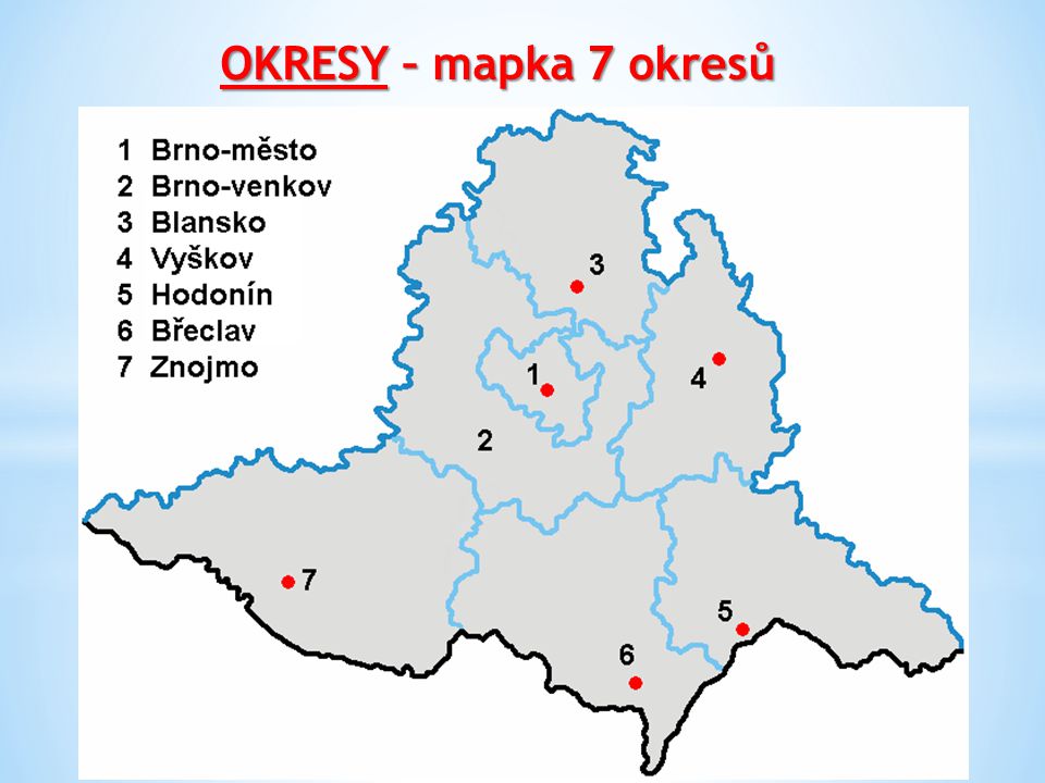 OKRESY – mapka 7 okresů