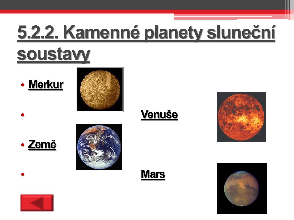 Kamenné planety sluneční soustavy