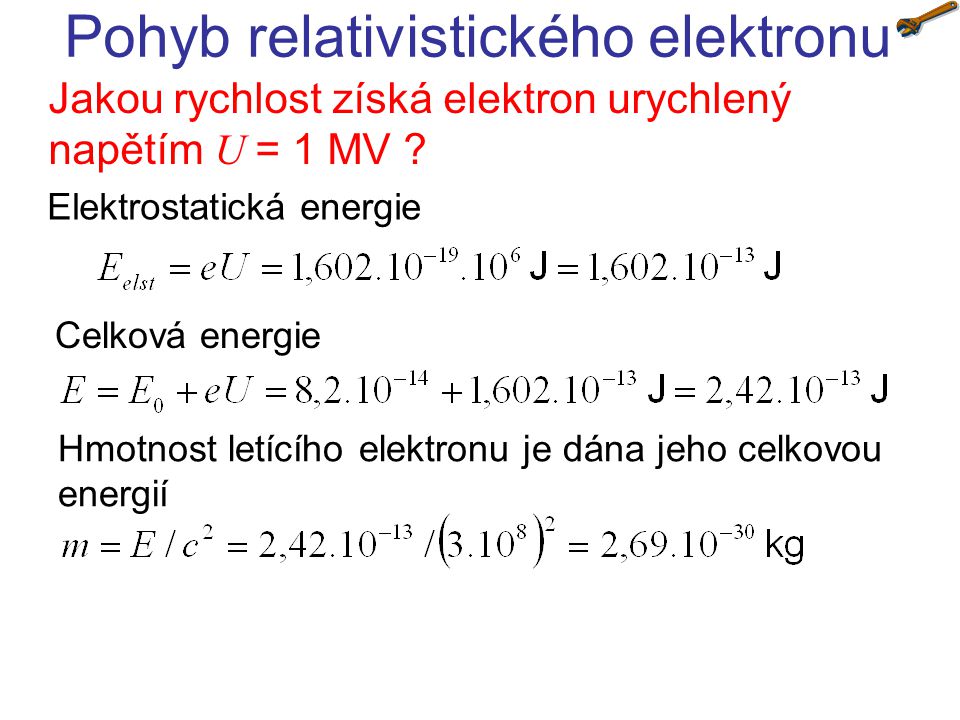 Pohyb relativistického elektronu