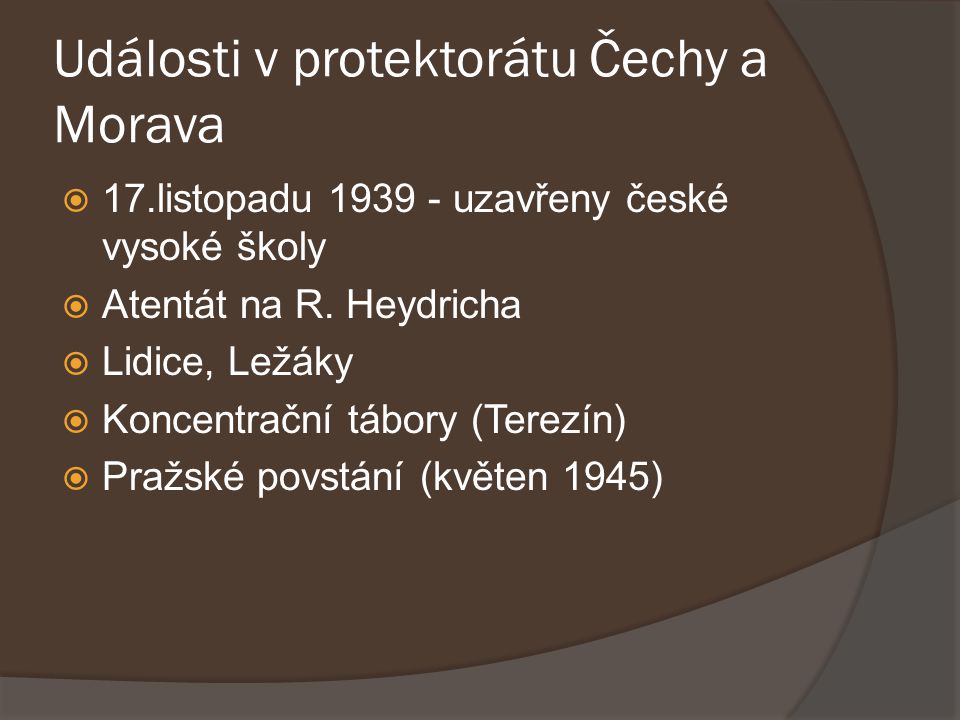 Události v protektorátu Čechy a Morava