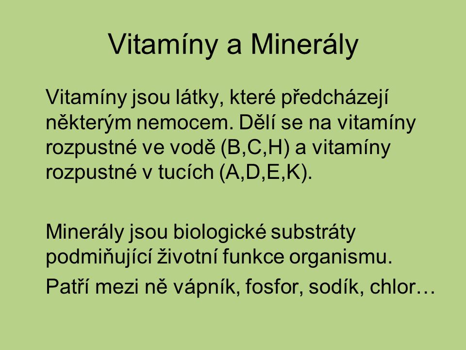 Vitamíny a Minerály