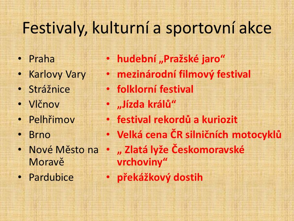 Festivaly, kulturní a sportovní akce