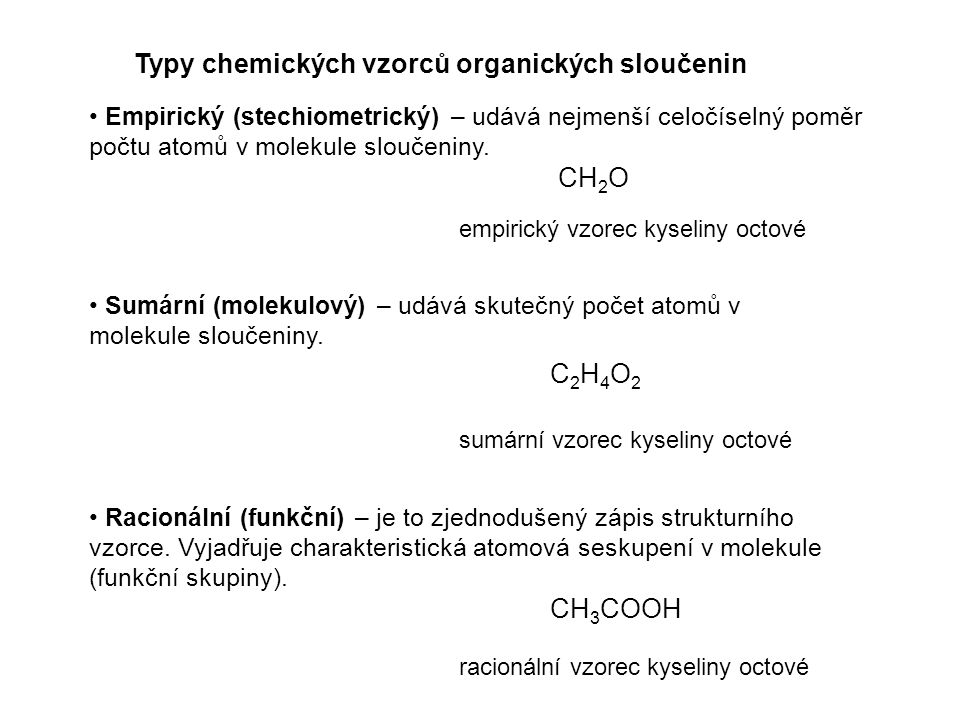 Typy chemických vzorců organických sloučenin