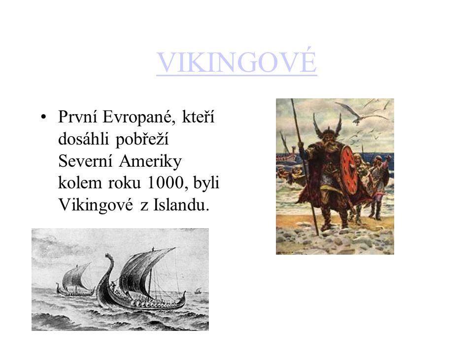 VIKINGOVÉ První Evropané, kteří dosáhli pobřeží Severní Ameriky kolem roku 1000, byli Vikingové z Islandu.