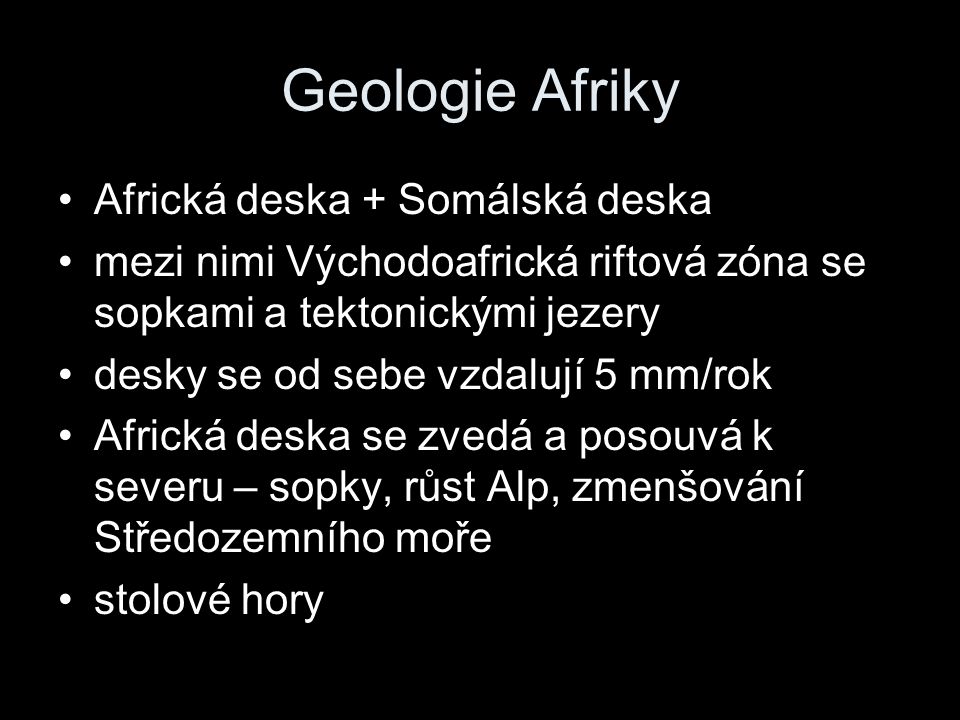 Geologie Afriky Africká deska + Somálská deska