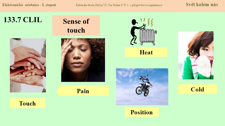 133.7 CLIL Sense of touch Heat Cold Pain Touch Position