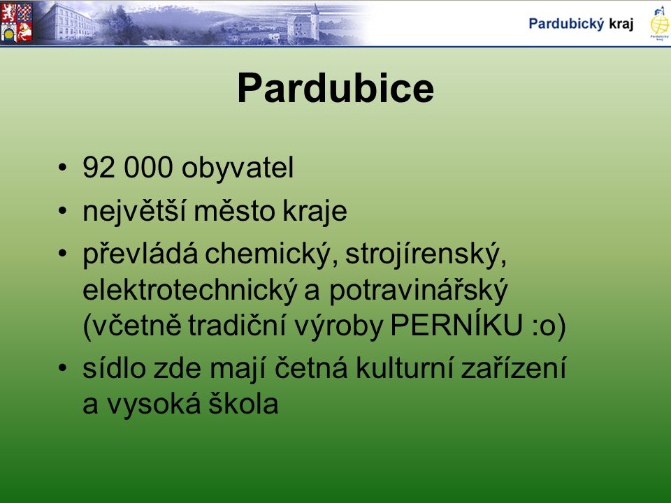 Pardubice obyvatel největší město kraje
