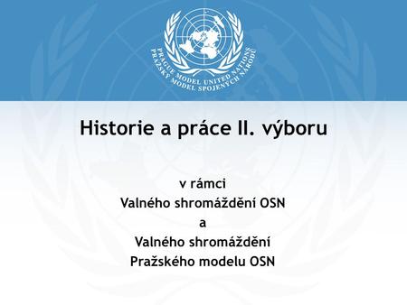 Historie a práce II. výboru v rámci Valného shromáždění OSN a Valného shromáždění Pražského modelu OSN.