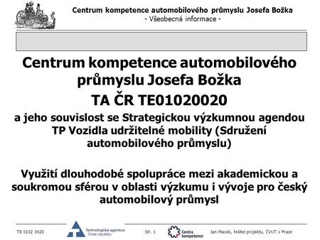 Centrum kompetence automobilového průmyslu Josefa Božka