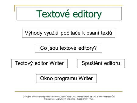 Textové editory Výhody využití počítače k psaní textů