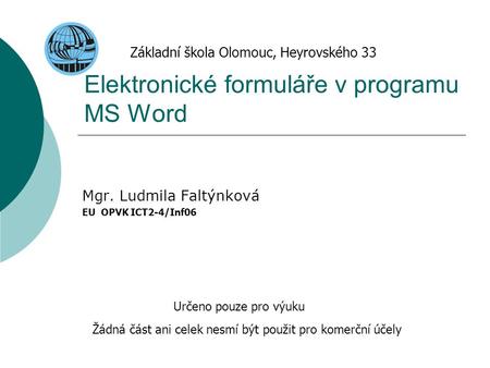 Elektronické formuláře v programu MS Word