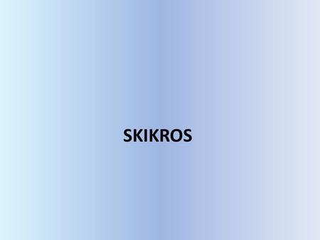 SKIKROS. CO TO JE Skikros je poměrně mladá disciplína akrobatického lyžování, při níž několik lyžařů zároveň sjíždí trať s umělými překážkami vytýčenou.