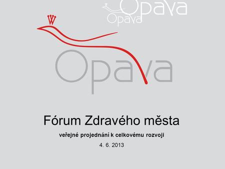 Fórum Zdravého města veřejné projednání k celkovému rozvoji 4. 6. 2013.