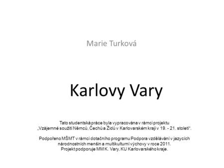 Karlovy Vary Marie Turková