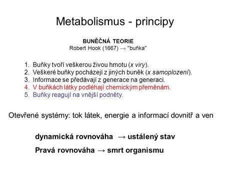 Metabolismus - principy