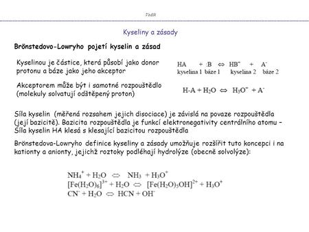 Brönstedovo-Lowryho pojetí kyselin a zásad