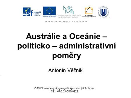 Austrálie a Oceánie – politicko – administrativní poměry