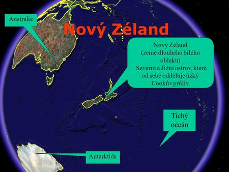 Nový Zéland Tichý oceán Austrálie Nový Zéland
