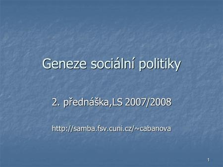 Geneze sociální politiky