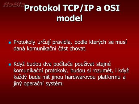 Protokol TCP/IP a OSI model