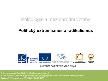 Politický extremismus a radikalismus