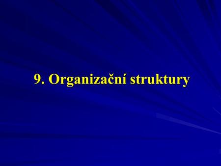 9. Organizační struktury