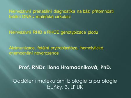 Prof. RNDr. Ilona Hromadníková, PhD.