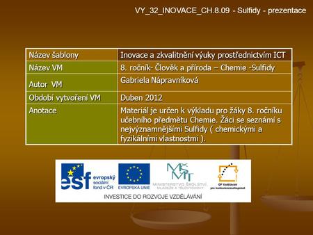 VY_32_INOVACE_CH Sulfidy - prezentace