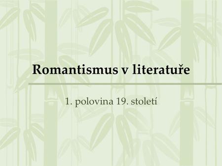 Romantismus v literatuře