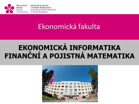 Ekonomická fakulta EKONOMICKÁ INFORMATIKA FINANČNÍ A POJISTNÁ MATEMATIKA.