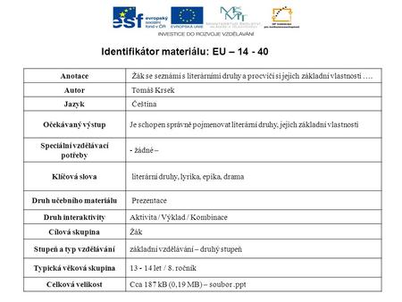 Identifikátor materiálu: EU –