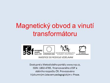 Magnetický obvod a vinutí transformátoru