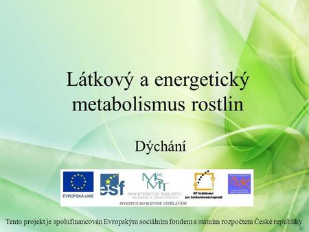 Látkový a energetický metabolismus rostlin