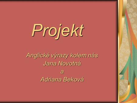 Projekt Anglické výrazy kolem nás Jana Novotná a Adriana Beková.