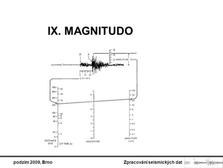 Podzim 2009, Brno Zpracování seismických dat IX. MAGNITUDO.