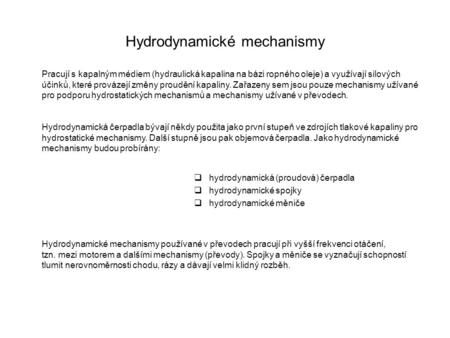 Hydrodynamické mechanismy