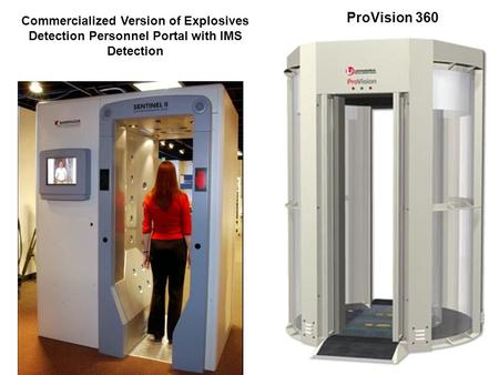 ProVision 360 Commercialized Version of Explosives Detection Personnel Portal with IMS Detection.