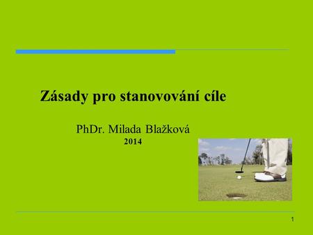 Zásady pro stanovování cíle PhDr. Milada Blažková 2014