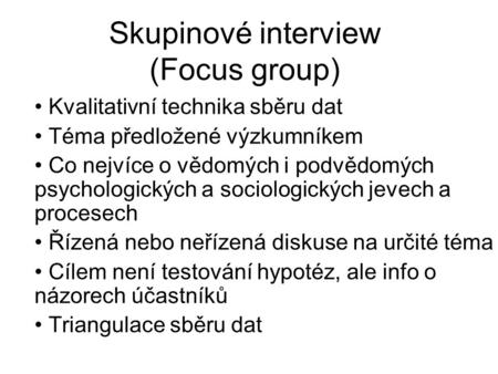 Skupinové interview (Focus group)