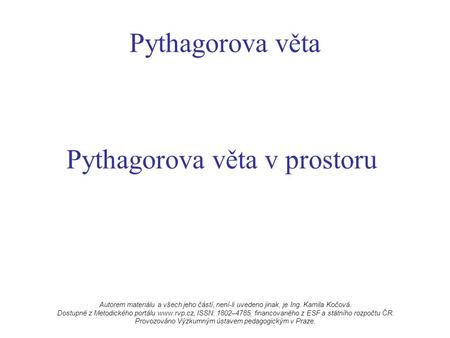 Pythagorova věta v prostoru