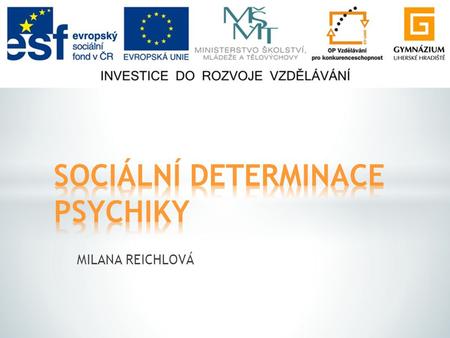 SOCIÁLNÍ DETERMINACE PSYCHIKY