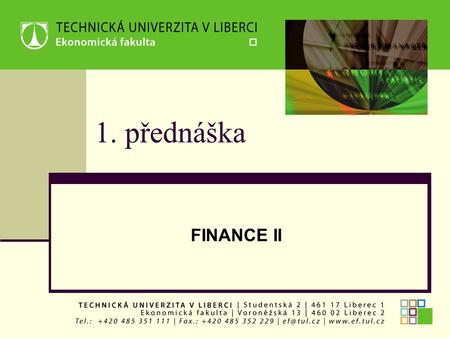 1. přednáška FINANCE II.