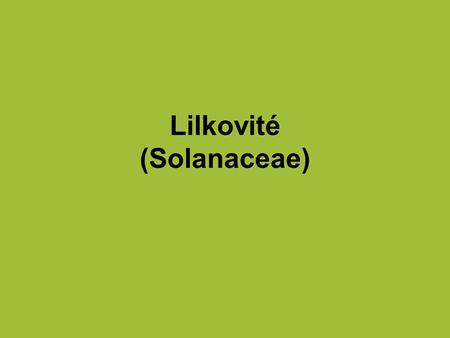 Lilkovité (Solanaceae)