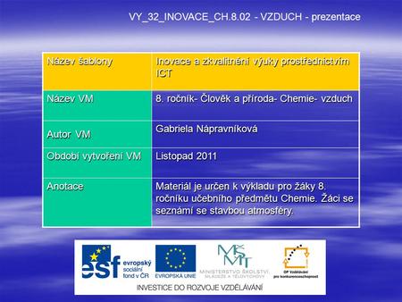 VY_32_INOVACE_CH VZDUCH - prezentace