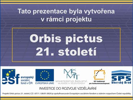 Orbis pictus 21. století Tato prezentace byla vytvořena v rámci projektu.