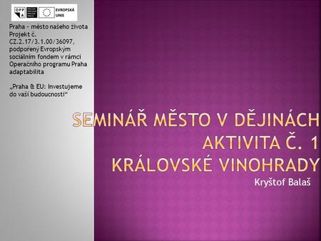 Seminář město v dějinách Aktivita č. 1 Královské vinohrady