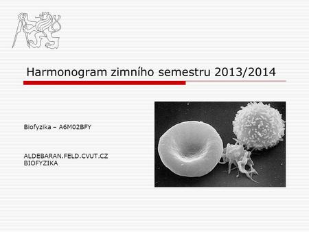 Harmonogram zimního semestru 2013/2014 Biofyzika – A6M02BFY ALDEBARAN.FELD.CVUT.CZ BIOFYZIKA.