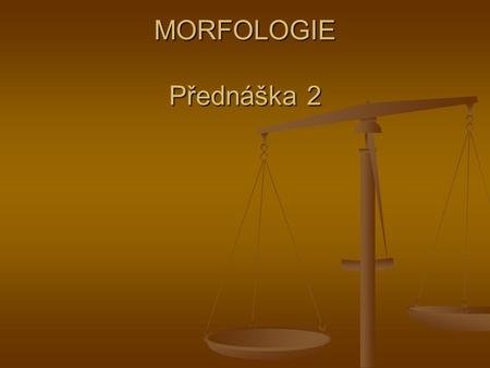 MORFOLOGIE Přednáška 2.