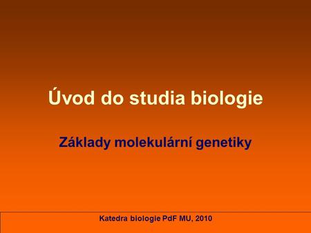 Úvod do studia biologie